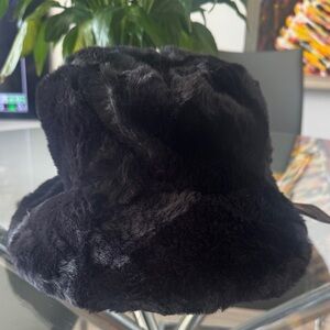 Luxurious Black Faux Fur Bucket Hat